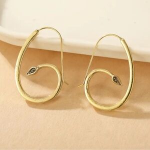 Elegant Gold Snake Hoop Earrings